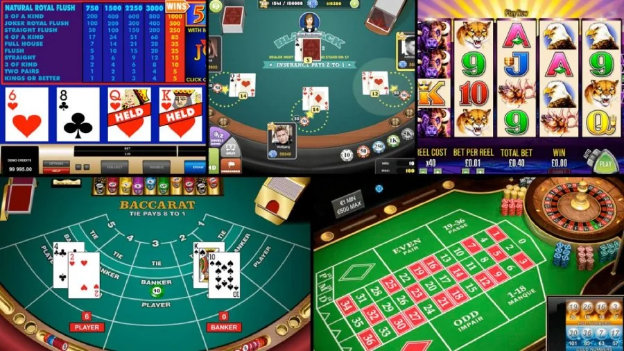 Suasana meja kasino dengan kartu dan pencahayaan modern